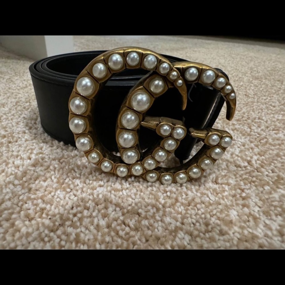Gucci Belt Black with Pearls